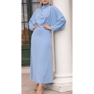 TWIICE 2 Pc Lot  Muslim Abaya Dresses  Islamic Modest Sky Blue Satin Size 10 New